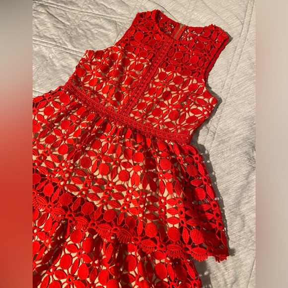 LULU’S Red Crocheted Sleeveless midi dress - Picture 6 of 12
